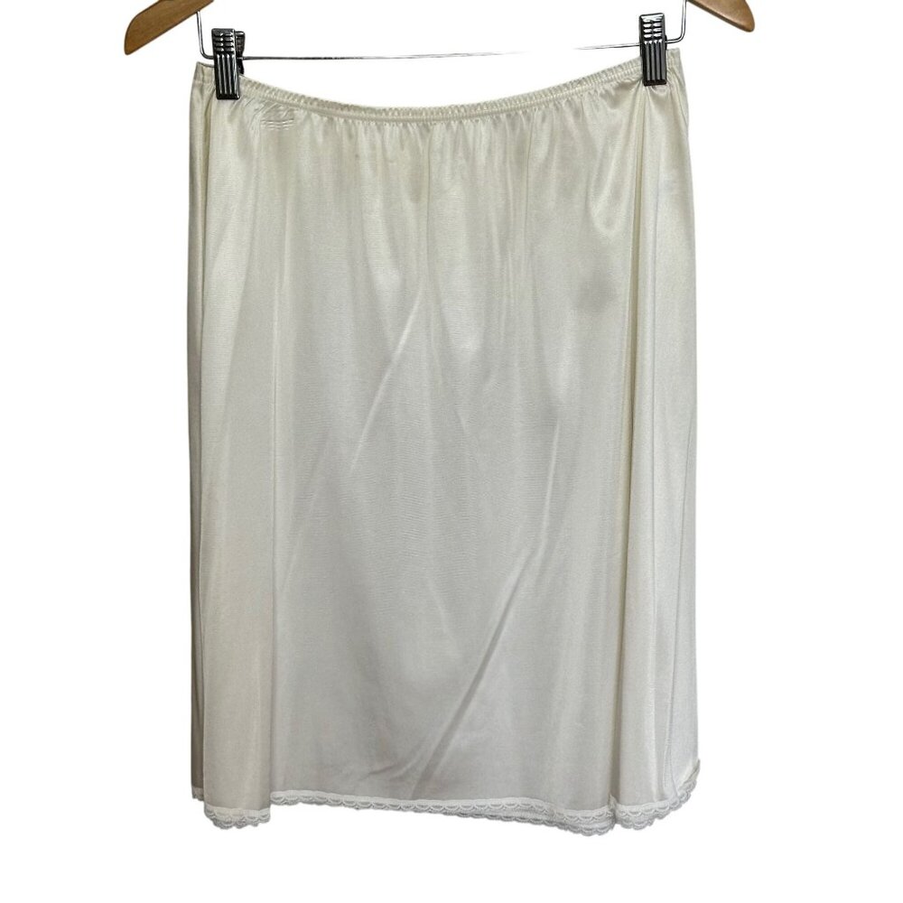 Vintage Vanity Fair Half Slip Large Cream Nylon Lace Trim 22" Made in USA - Picture 5 of 9